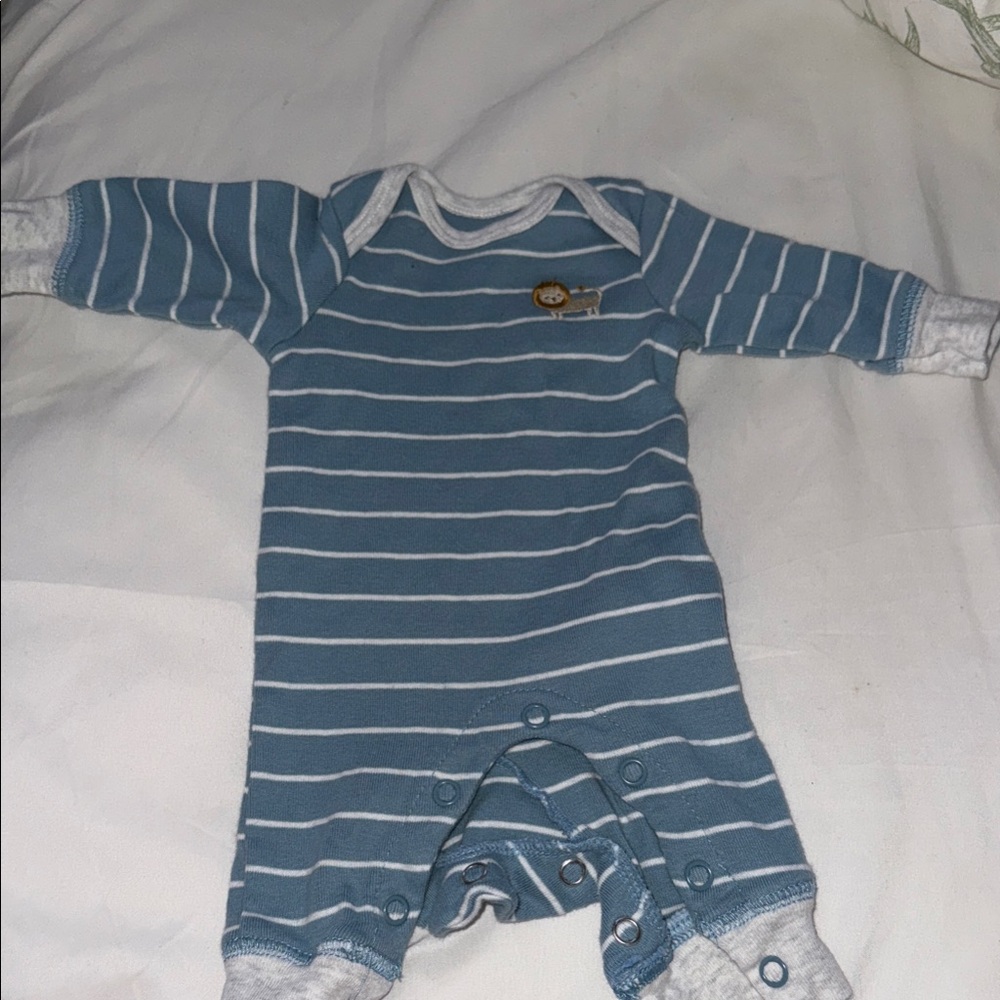 Child of Mine Blue and White Striped Footie